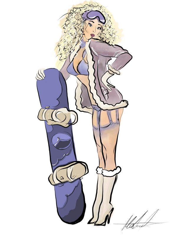 Pin-up Snowboard Lady