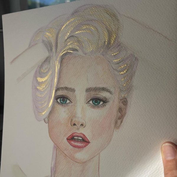 Lady Gaga Wearing Matterhorn Earrings Hand Drawing