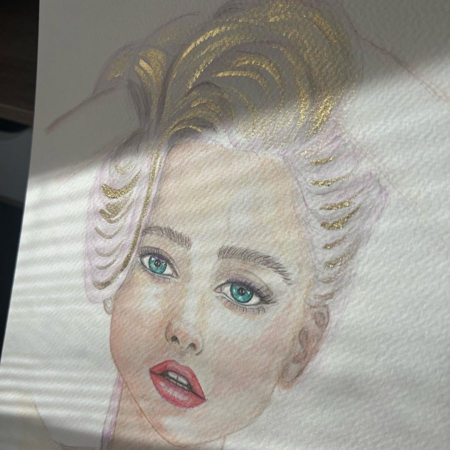 Lady Gaga Wearing Matterhorn Earrings Hand Drawing