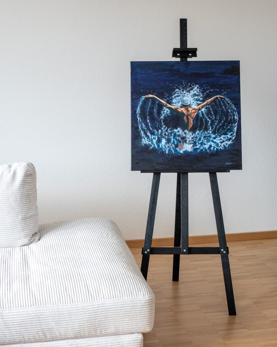 Swim Beyond Limits – Acrylic Painting on Canvas (60x60 cm) - Image 3