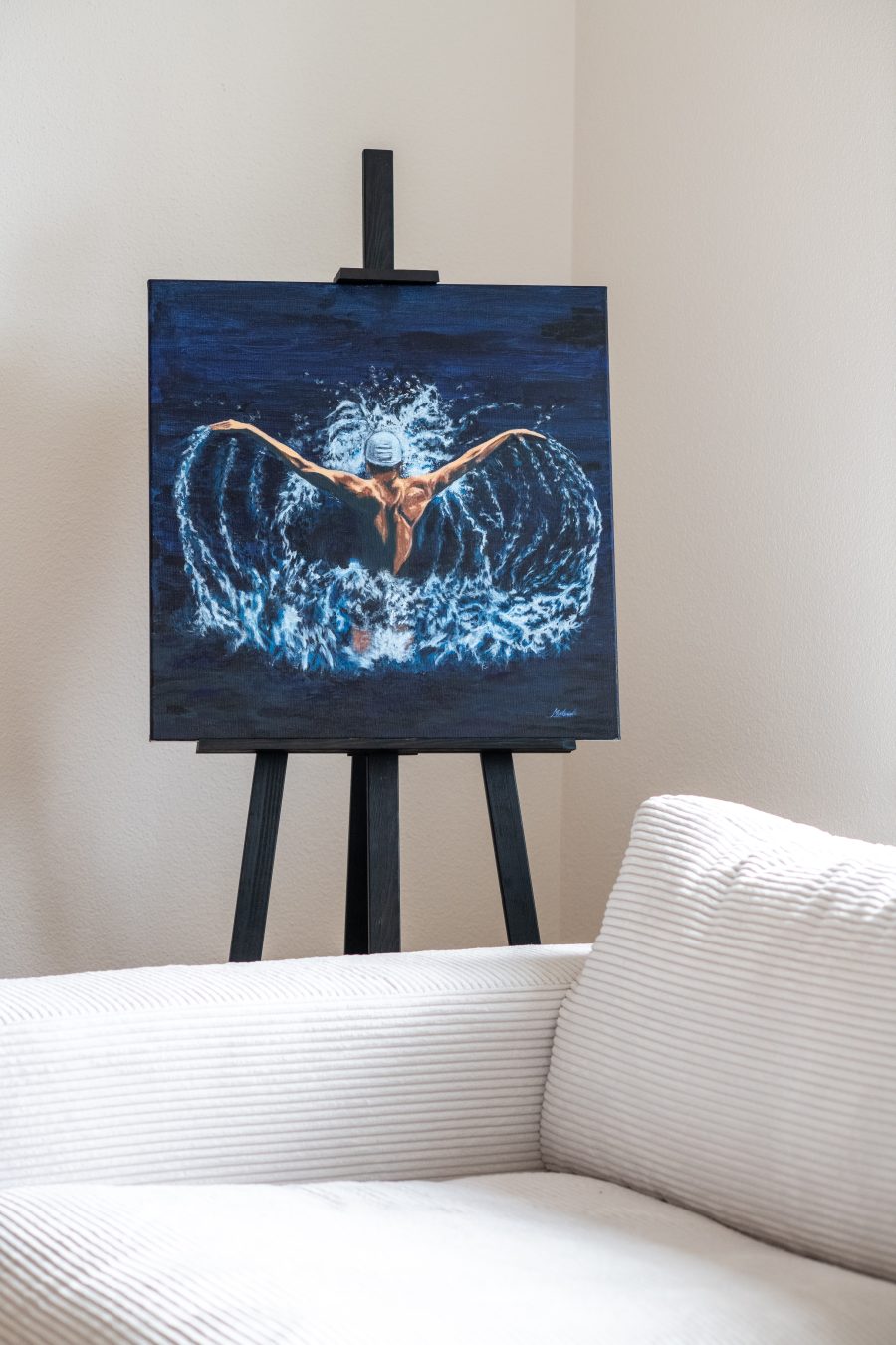 Swim Beyond Limits – Acrylic Painting on Canvas (60x60 cm) - Image 4